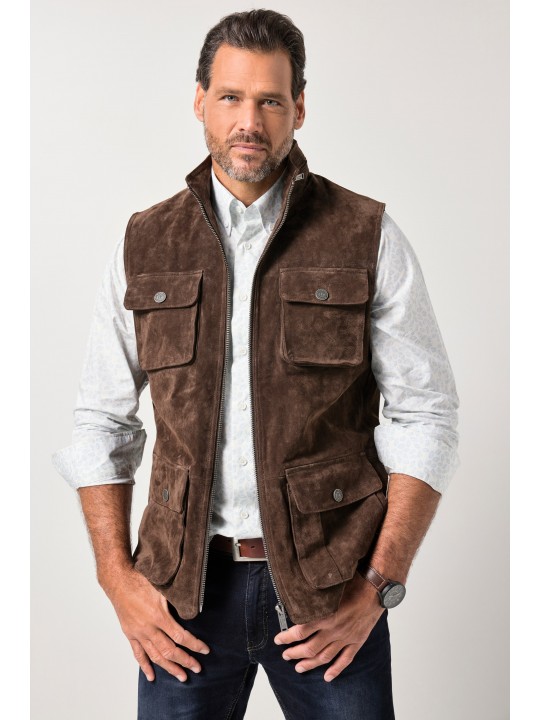 Γιλέκο δερμάτινο, σουέτ με τσέπες στο στήθος, JP1880