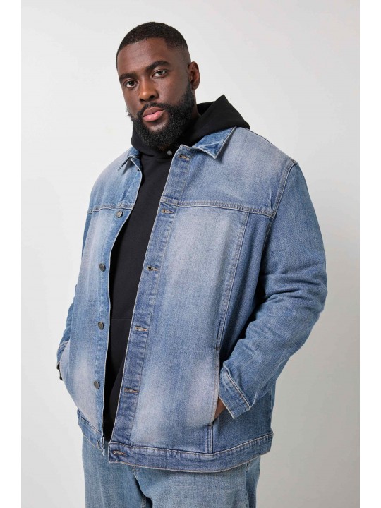 Μπουφάν τζιν σε vintage look με τσέπες, STHUGE