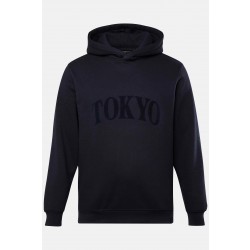 Μπλούζα φούτερ oversized με κουκούλα και τύπωμα flock TOKYO μπροστά, JP1880